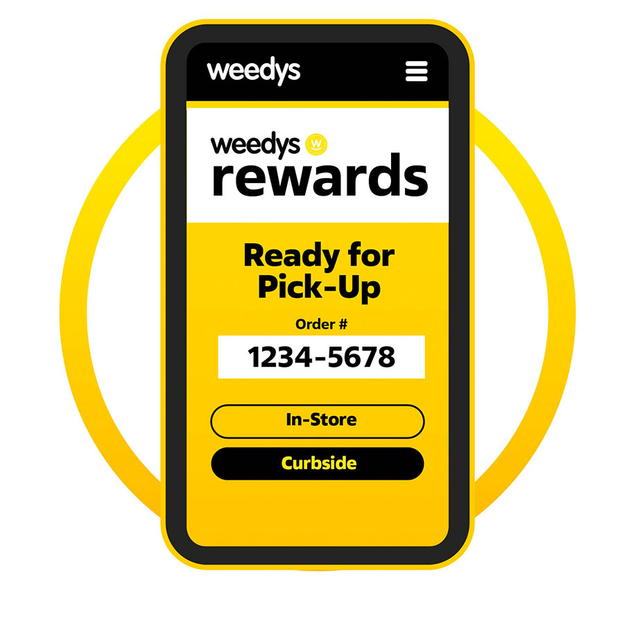 Shop In-Store or Online Phone showing Weedys rewards order tracker page